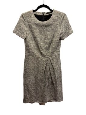 Tibi Heather Gray Pleated Sheath Dress Short Sleeve Workwear Size 8
